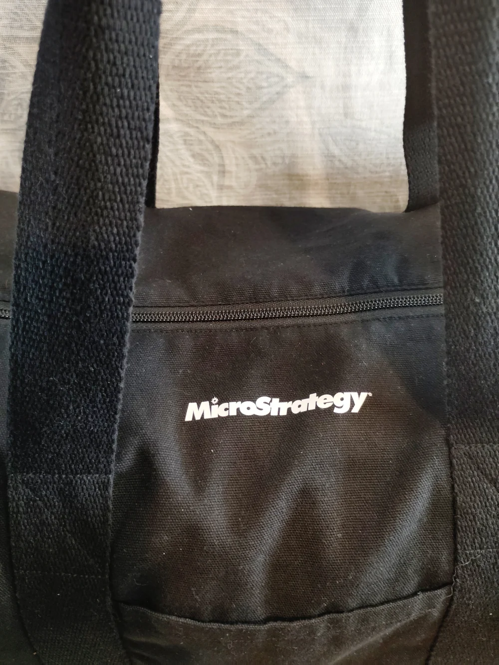 Microstrategy  Black Canvas Duffel Bag with Shoulder Strap